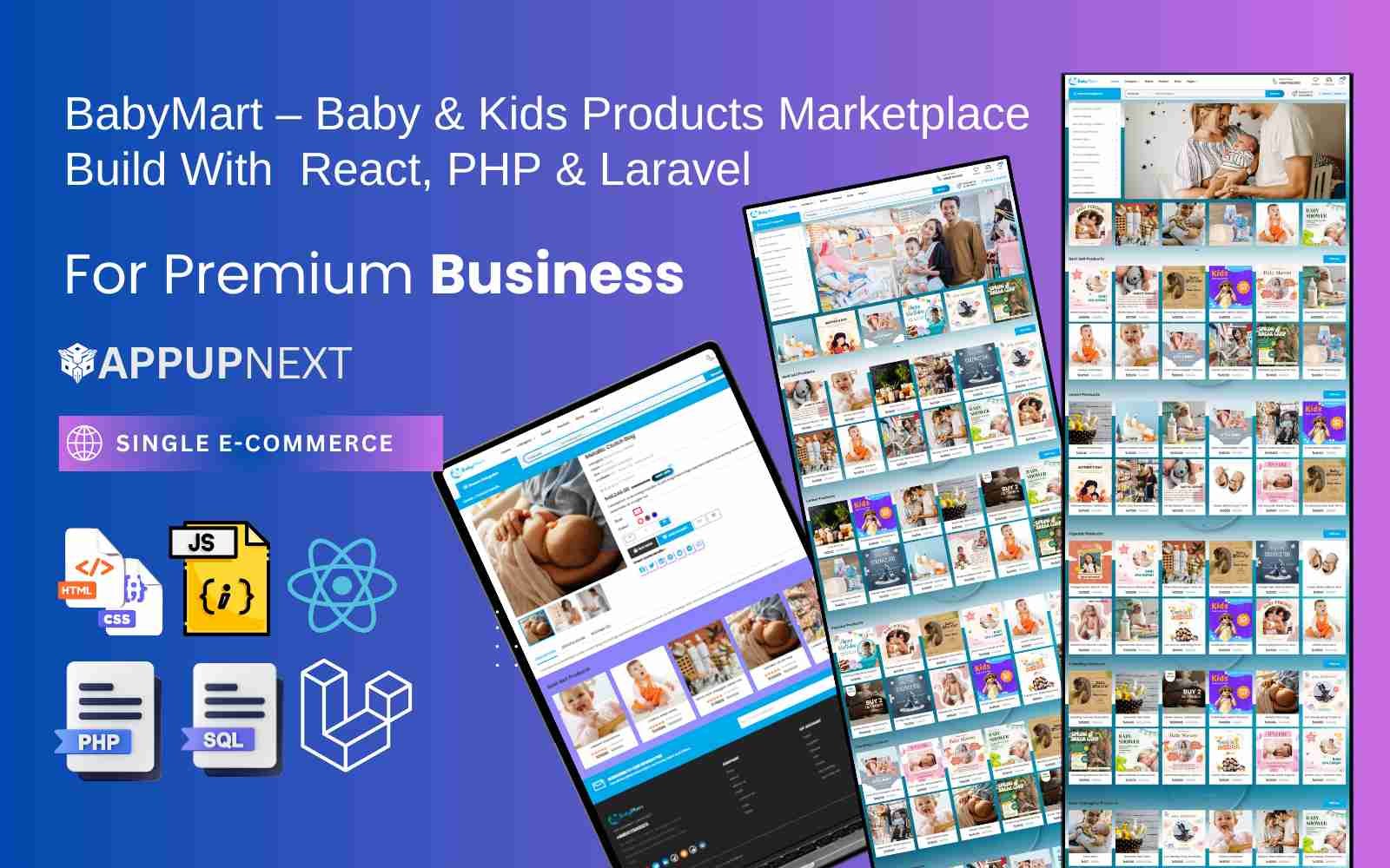 BabyMart – Baby & Kids Products Marketplace  Build With  React, PHP & Laravel