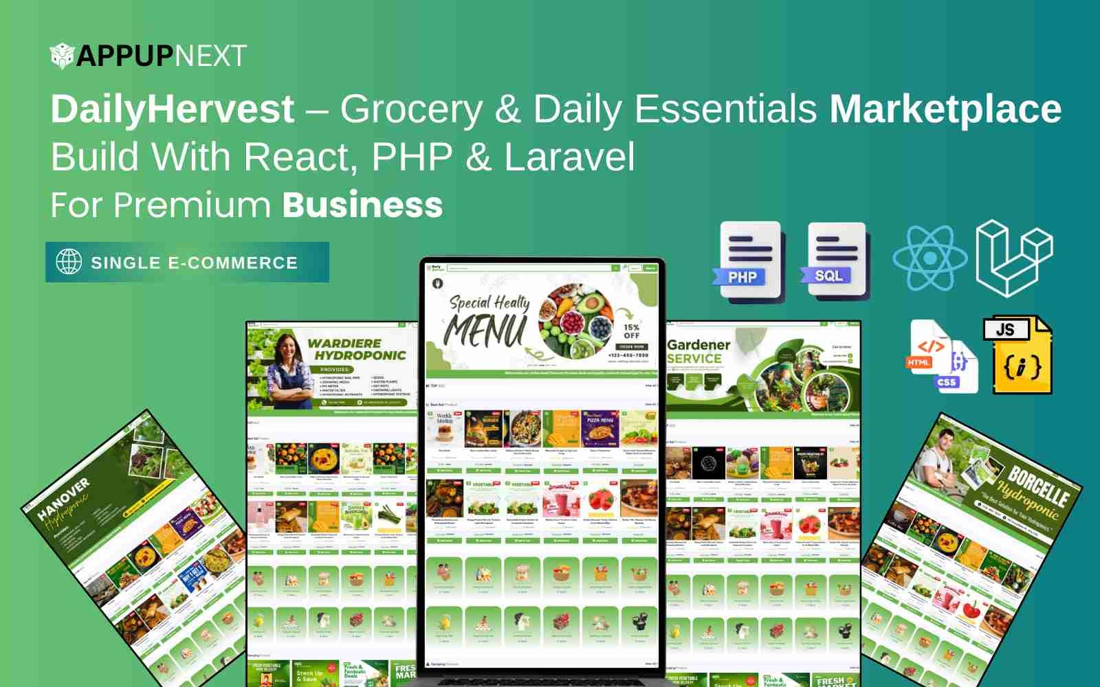 DailyHervest – Grocery & Daily Essentials Marketplace  Build With React, PHP & Laravel