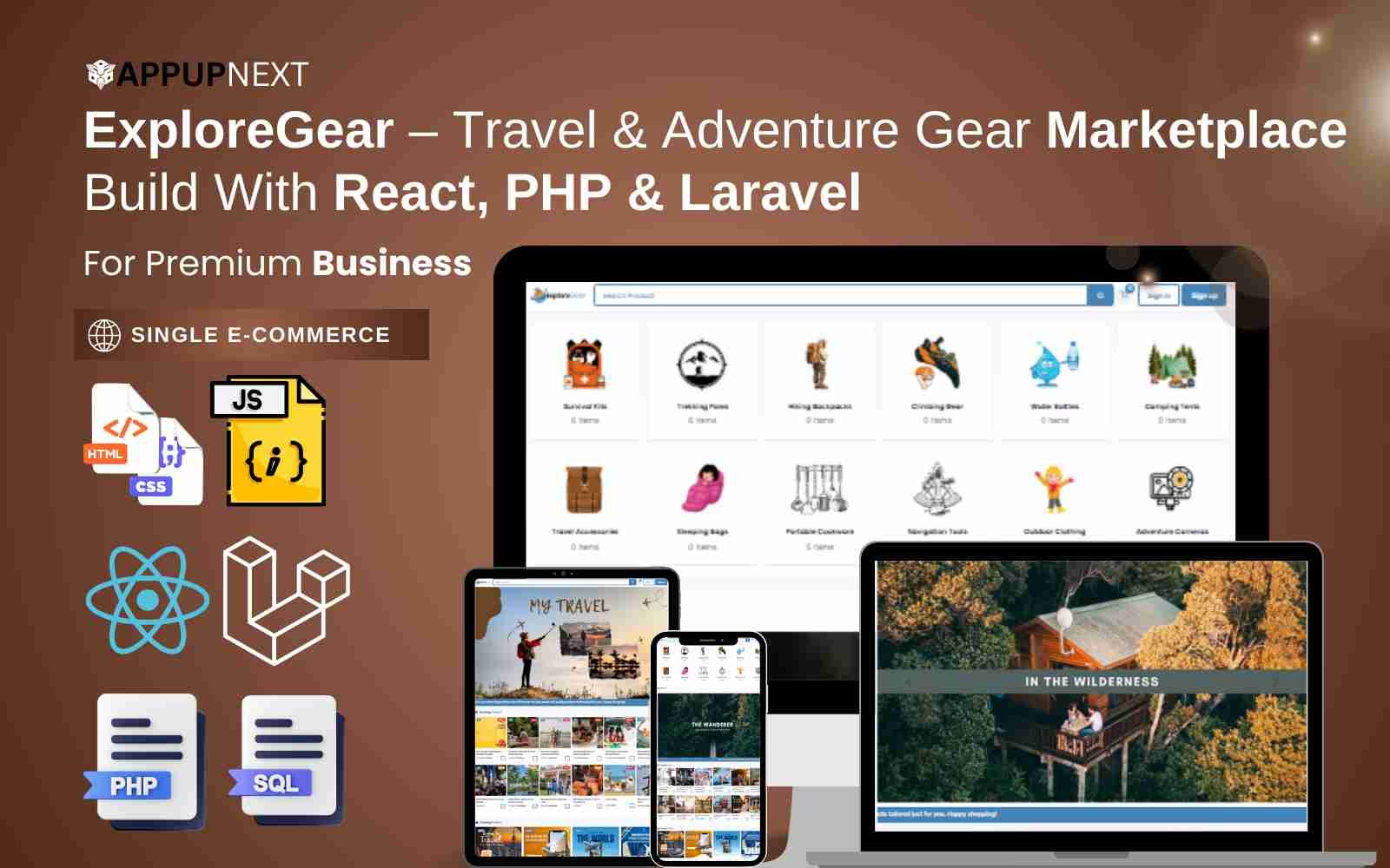ExploreGear – Travel & Adventure Gear Marketplace  Build With React, PHP & Laravel