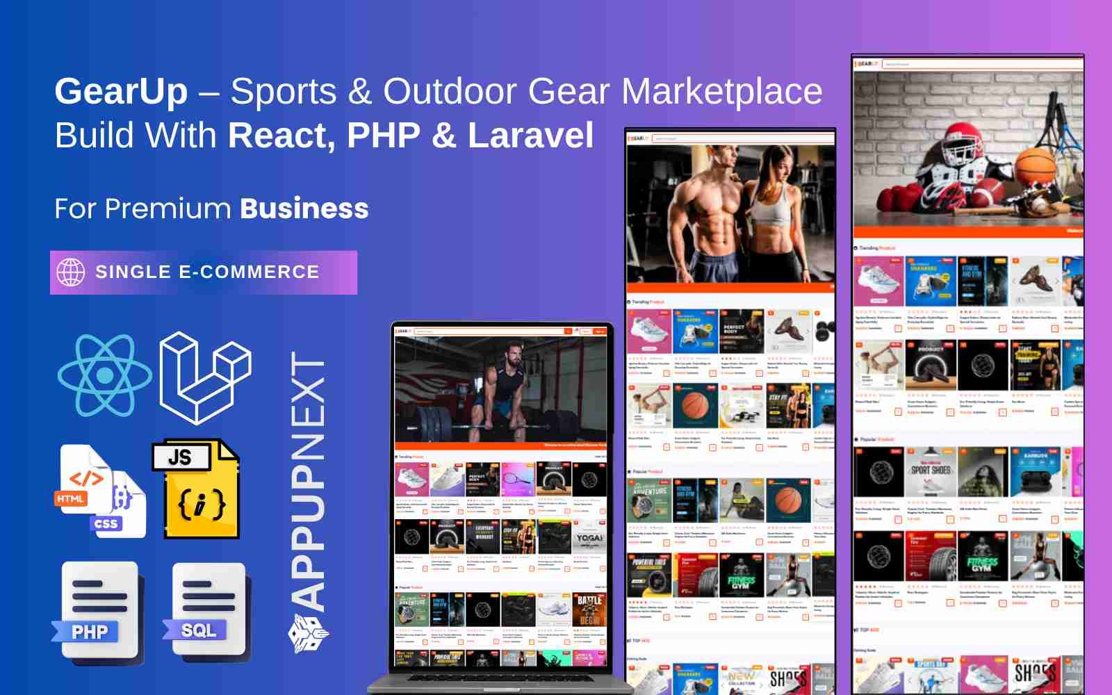 GearUp – Sports & Outdoor Gear Marketplace  Build With React, PHP & Laravel