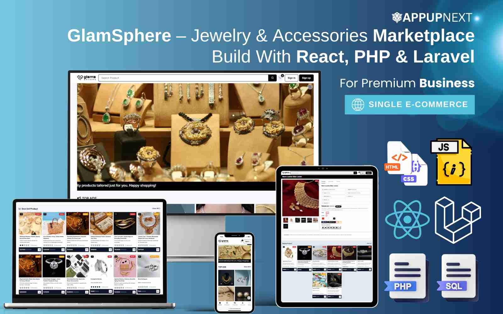 GlamSphere – Jewelry & Accessories Marketplace Build With React, PHP & Laravel
