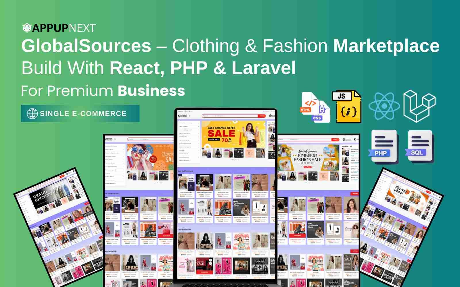 GlobalSources – Clothing & Fashion Marketplace  Build With React, PHP & Laravel