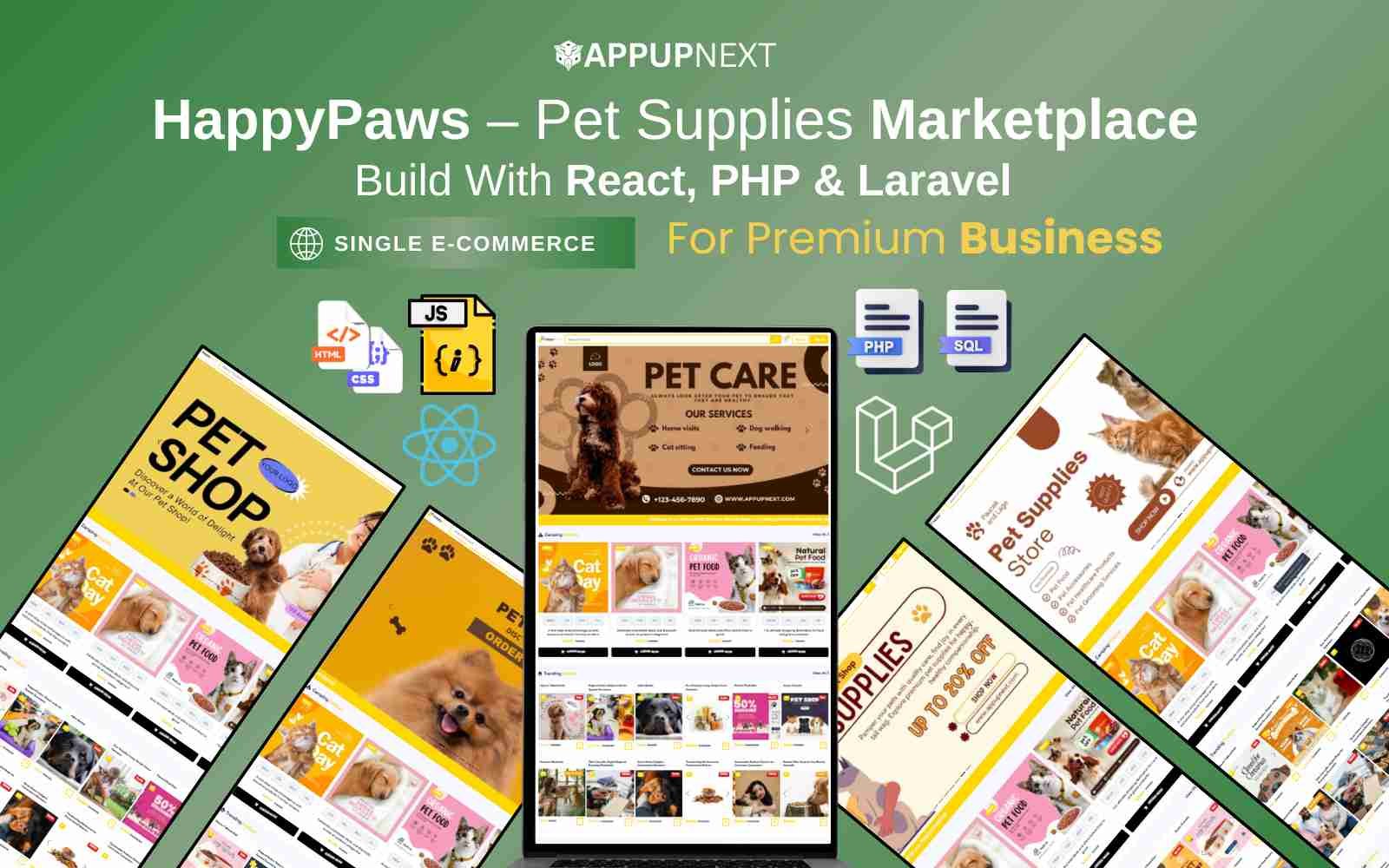 HappyPaws – Pet Supplies Marketplace  Build With React, PHP & Laravel