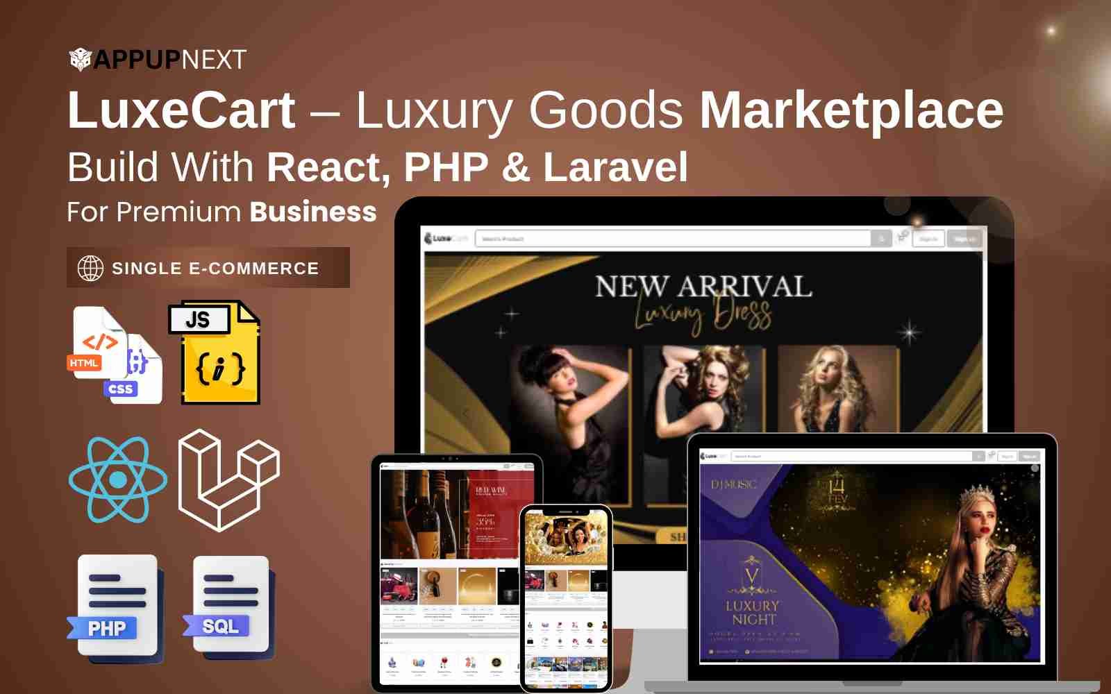 LuxeCart – Luxury Goods Marketplace  Build With React, PHP & Laravel