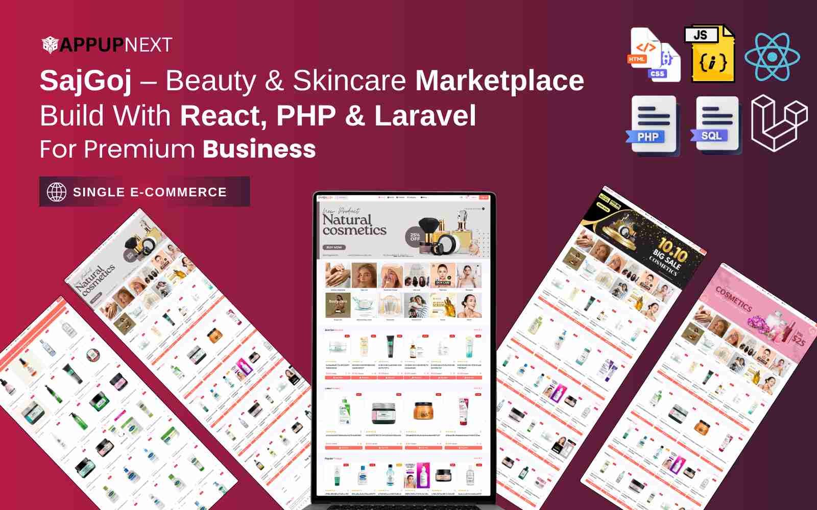SajGoj – Beauty & Skincare Marketplace  Build With React, PHP & Laravel