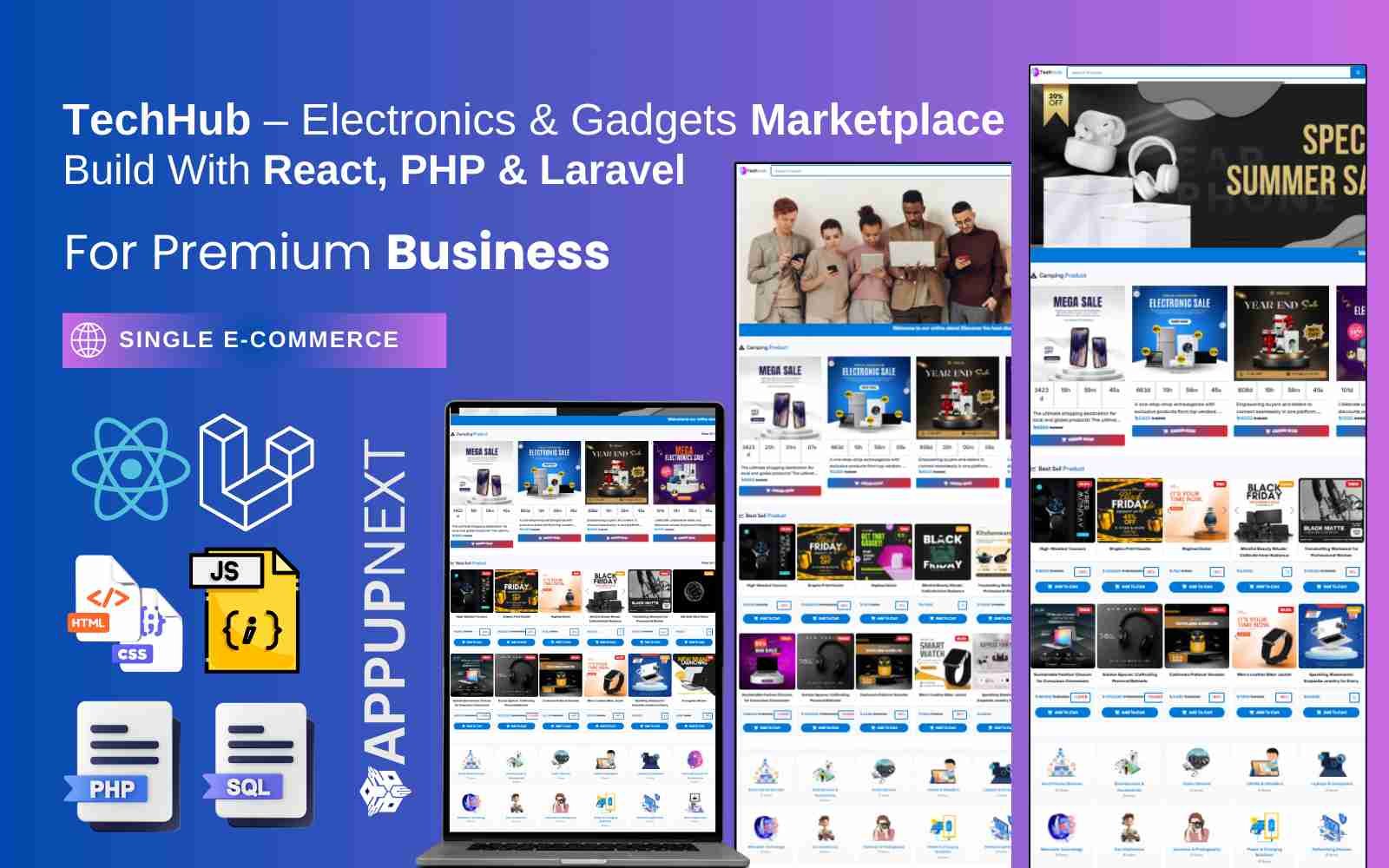 TechHub – Electronics & Gadgets Marketplace  Build With React, PHP & Laravel