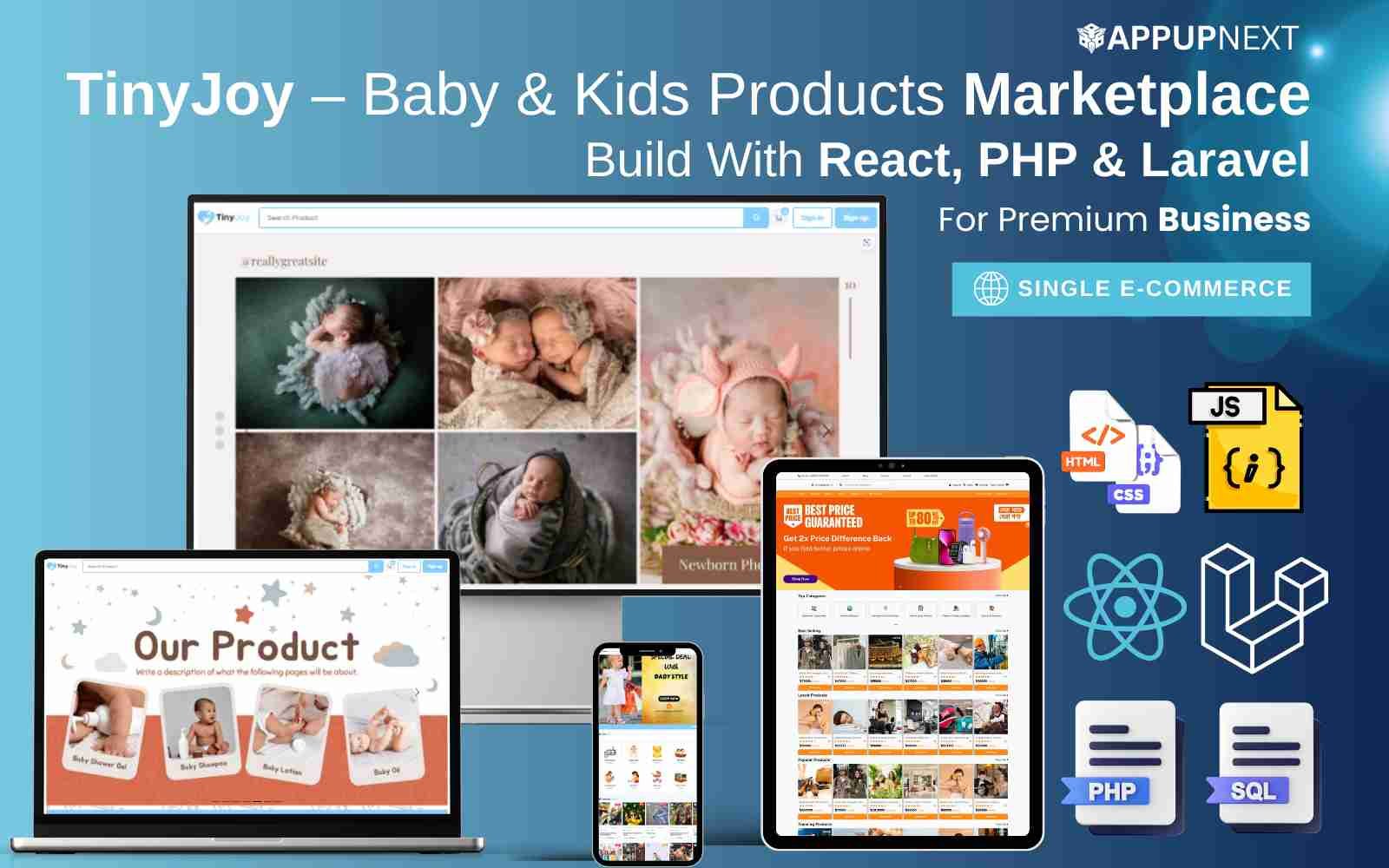 TinyJoy – Baby & Kids Products Marketplace Build With React, PHP & Laravel