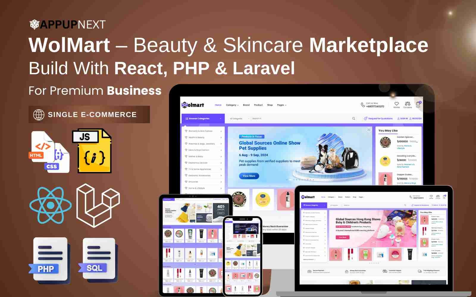 WolMart – Beauty & Skincare Marketplace  Build With React, PHP & Laravel