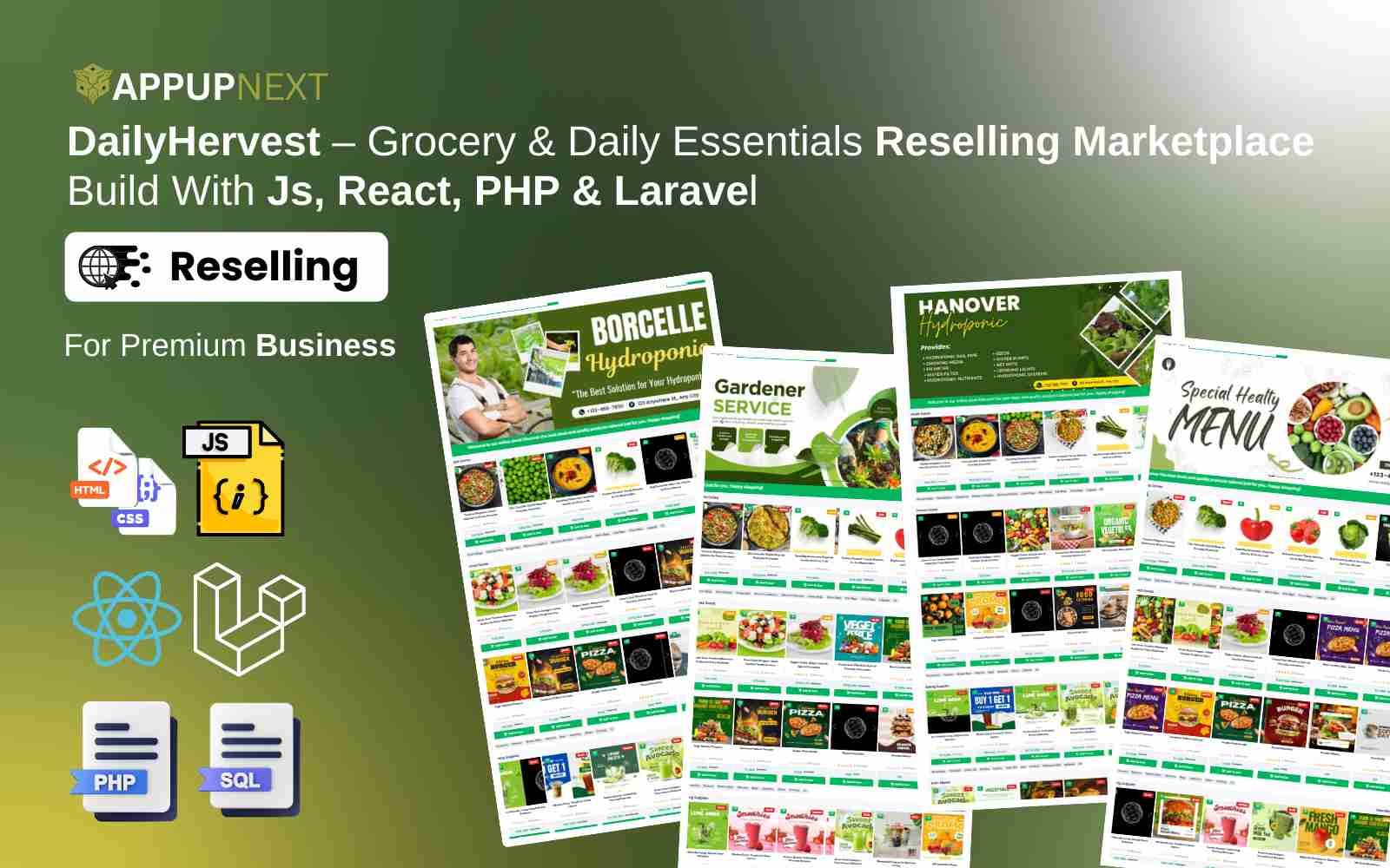 DailyHervest – Grocery & Daily Essentials Reselling Marketplace  Build With Js, React, PHP & Laravel