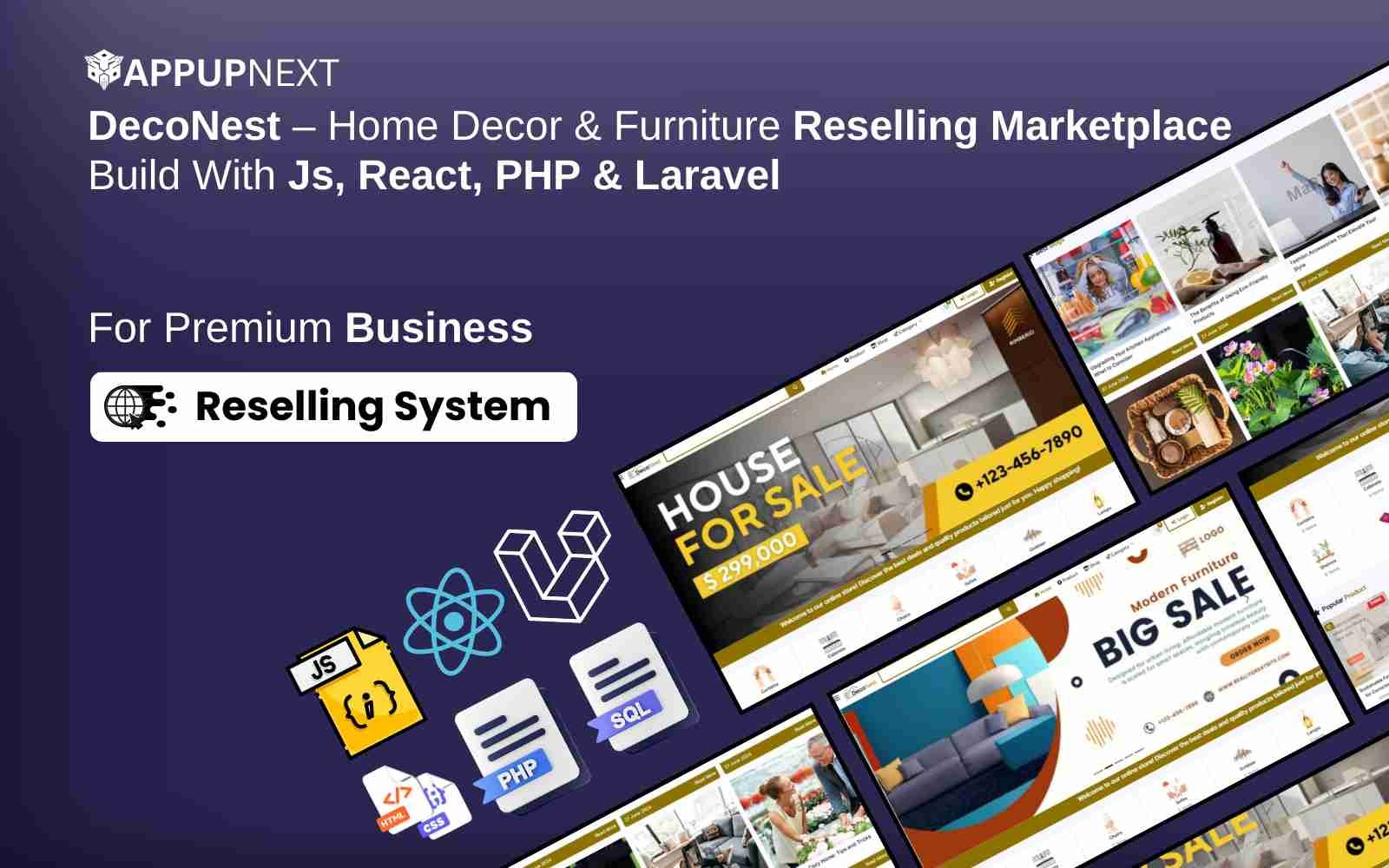 DecoNest – Home Decor & Furniture Reselling Marketplace  Build With Js, React, PHP & Laravel