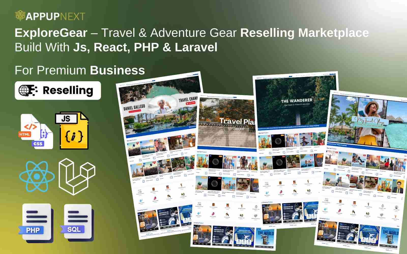ExploreGear – Travel & Adventure Gear Reselling Marketplace  Build With Js, React, PHP & Laravel