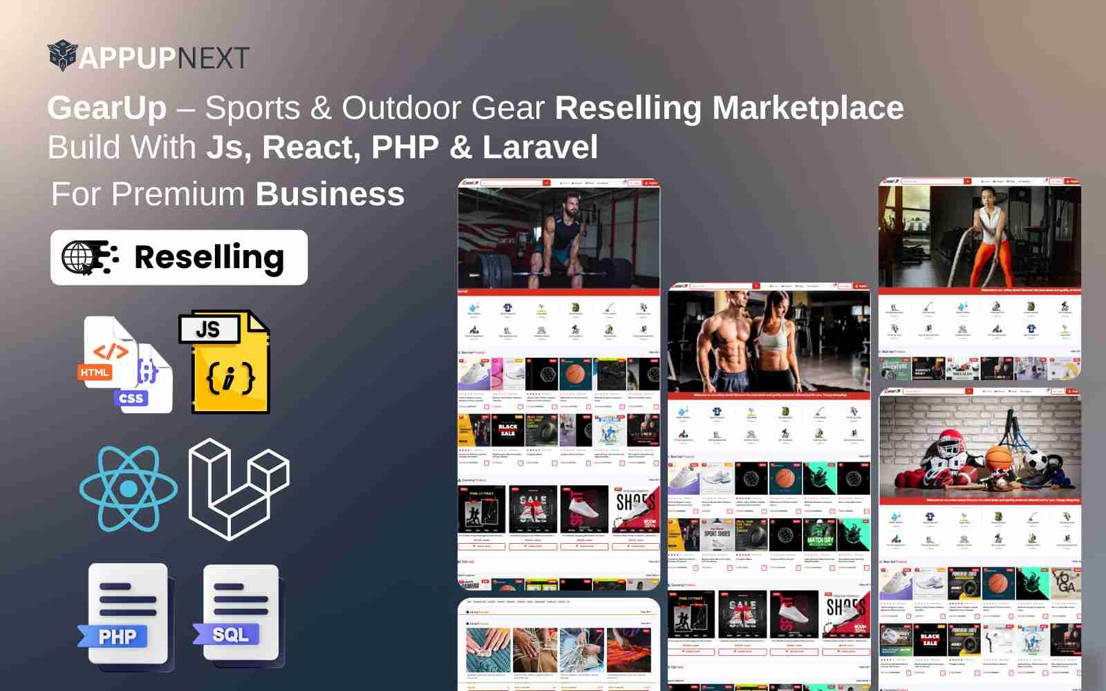 GearUp – Sports & Outdoor Gear Reselling Marketplace  Build With Js, React, PHP & Laravel
