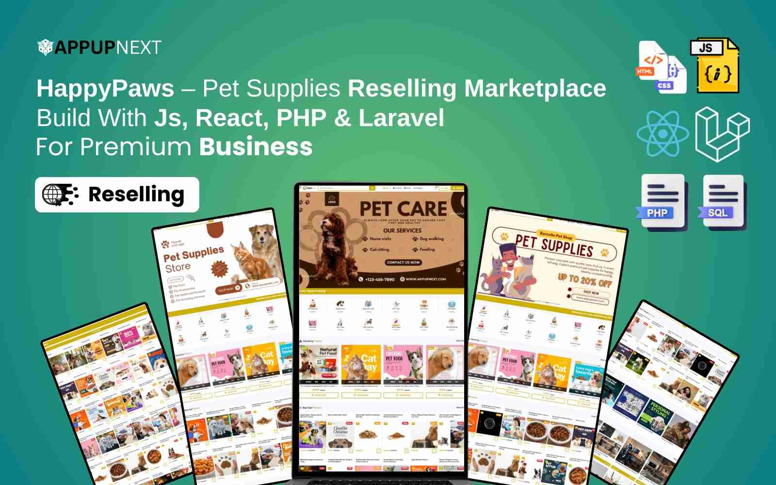 HappyPaws – Pet Supplies Reselling Marketplace  Build With Js, React, PHP & Laravel