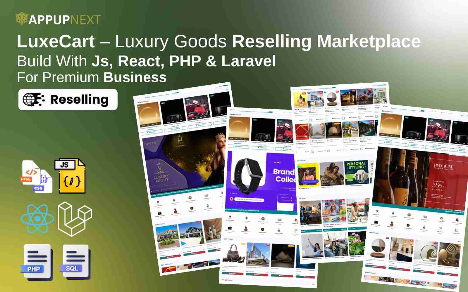 LuxeCart – Luxury Goods Reselling Marketplace  Build With Js, React, PHP & Laravel